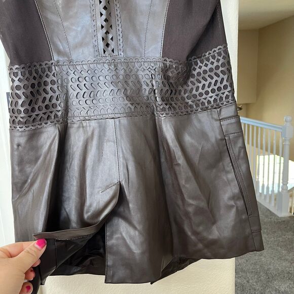 NWT Blanc Noir Leather Laser Cut Longer Sleeveless Vest-Small #432 - Picture 6 of 12